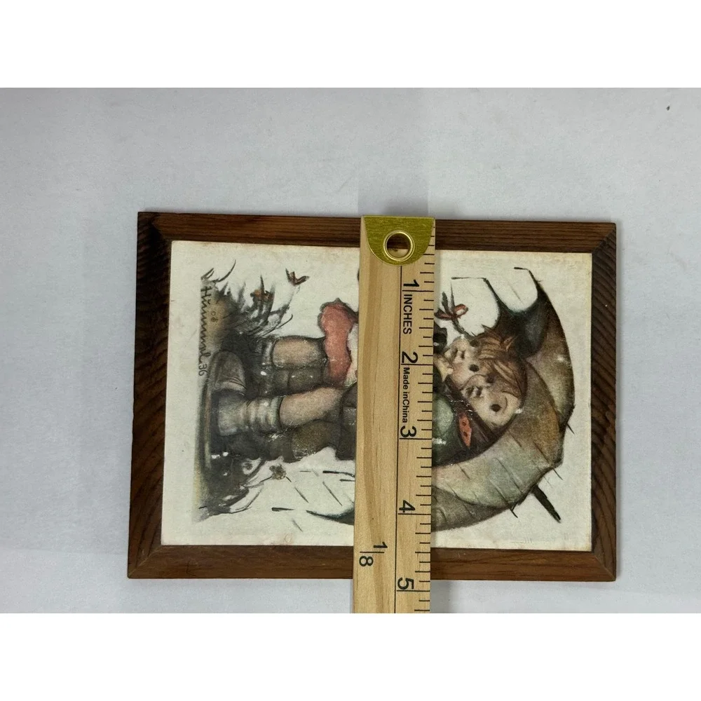Hummel Wall Plaque‎ Unisex Small Brown Umbrella Children Vintage Wood Art 680
